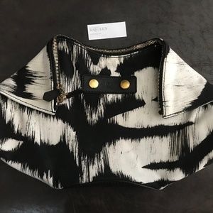 Alexander McQueen Black/White Canvas De Manta Clutch Bag